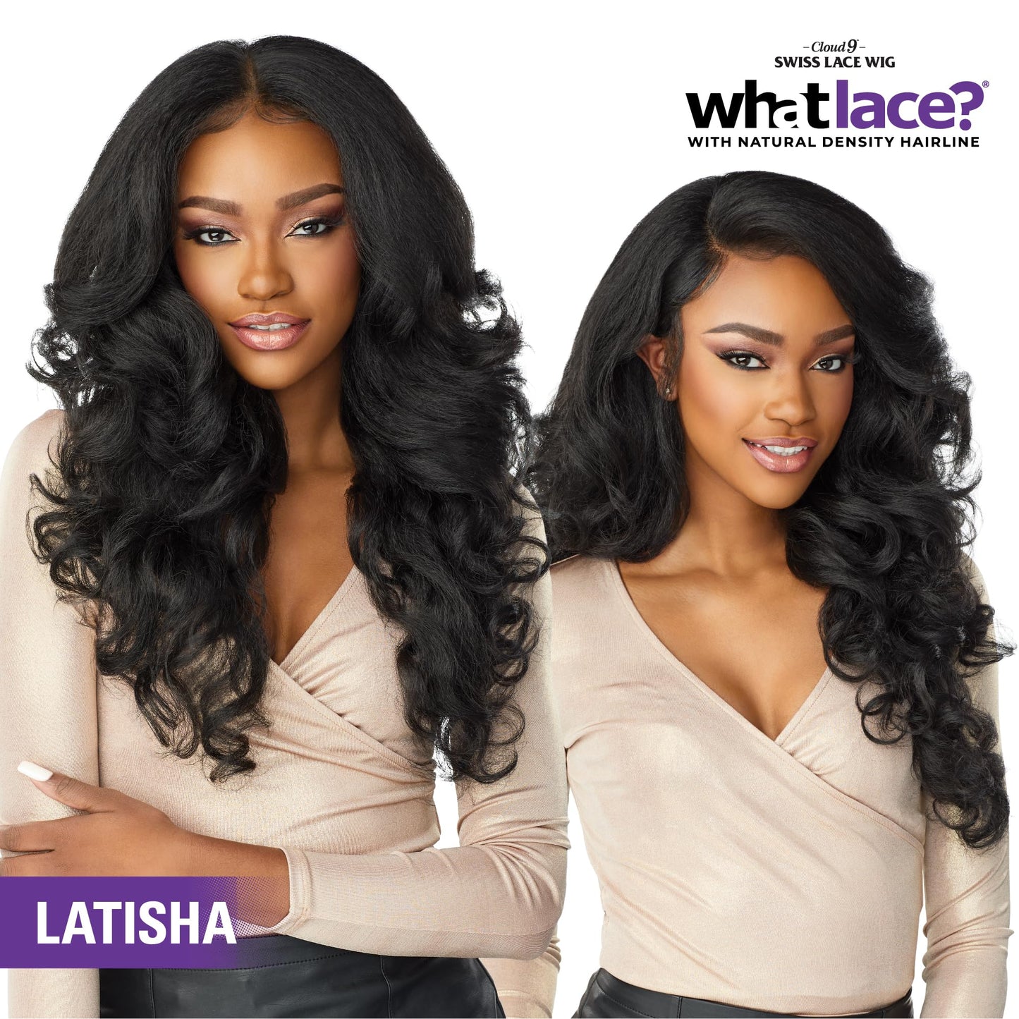 Sensationnel What Lace 13X6 Wigs - Latisha Lacefrontal Hand Tied Glueless Synthetic With Natural Density Preplucked Hairline (Jet Black 1)