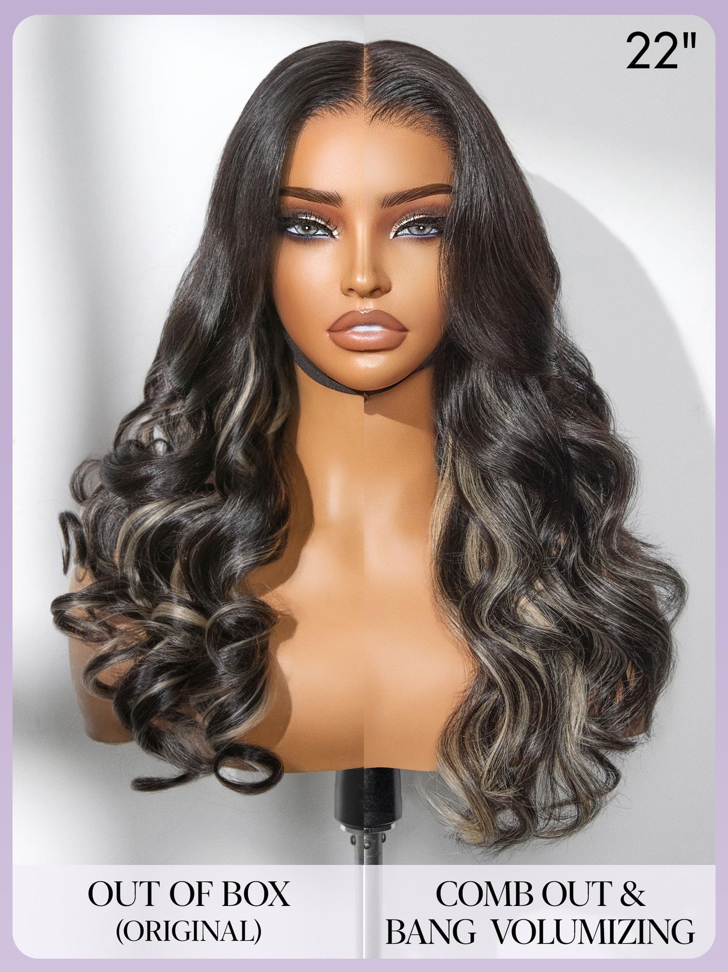 LUVME HAIR 7x6 HD Lace All-Day Comfort Wig 200% Density Hair PartingMax Lace Wigs Mix Blonde Highlight Color Loose Body Wave Lace Front Wigs Human Hair Pre Cut Plucked Lace Frontal Glueless 28 Inches