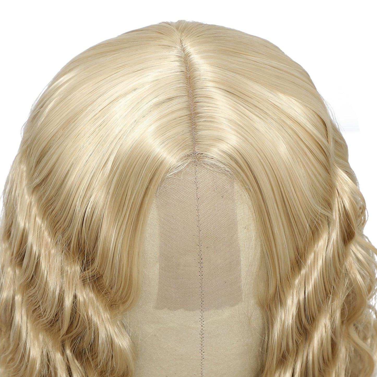 28" Synthetic Curly Wig Honey Blonde Lace Front Wigs for Women Long Deep Wave Lace Wigs Natural Crimps Curls 4" Fake Scalp,15/613#