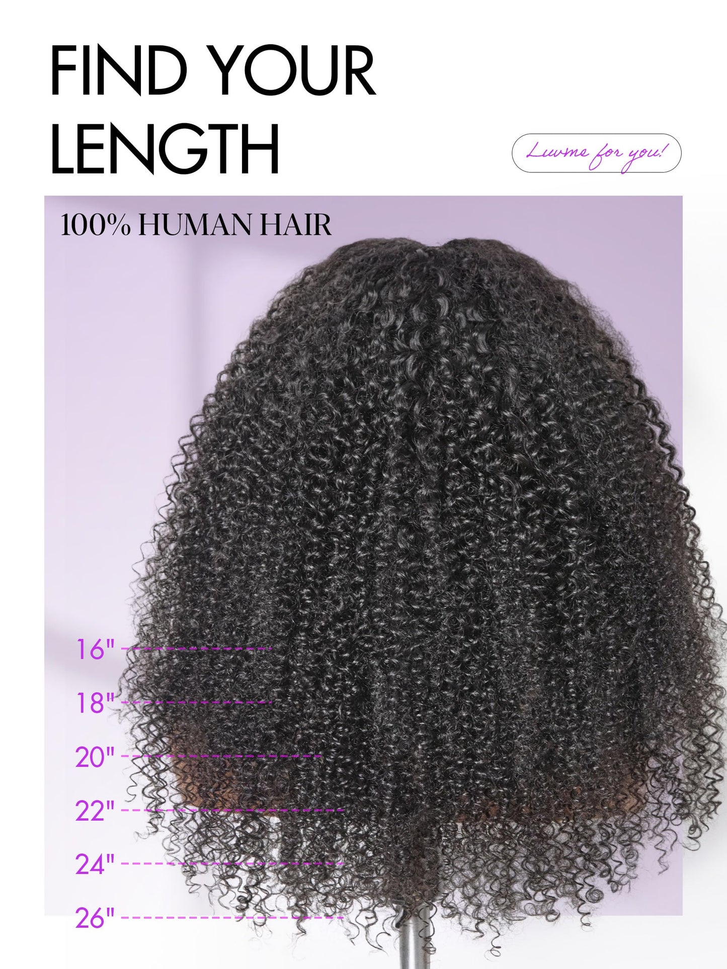 LUVME HAIR All-Day Comfort™ Kinky Curly 5X5 Lace Front Wigs All-Day Comfort Wig Human Hair Curly Hair glueless wigs human hair pre plucked pre cut long black wig lace closure wigs frontal wigs