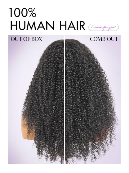 LUVME HAIR Kinky Curly 5X5 Lace Front Wigs All-Day Comfort Wig Human Hair Curly Hair glueless wigs human hair pre plucked pre cut long black wig lace closure wigs frontal wigs human hair