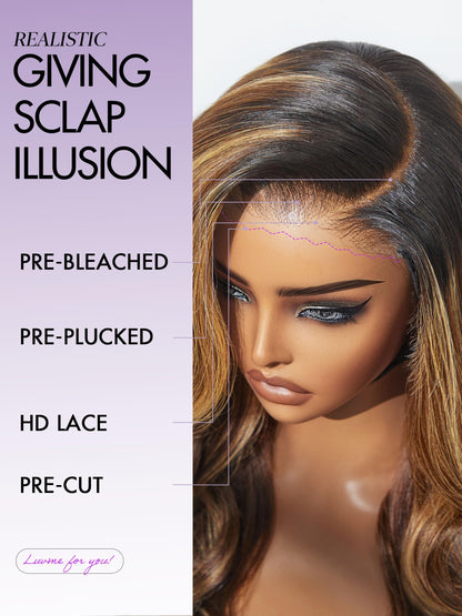 LUVME HAIR All-Day Comfort Wig Real Glueless 7x6 HD Lace 200% Density Hair Loose Body Wave PartingMax Lace Wigs Lace Front Wigs Human Hair Pre Cut Plucked Lace Frontal Glueless 26 Inches Natural Black