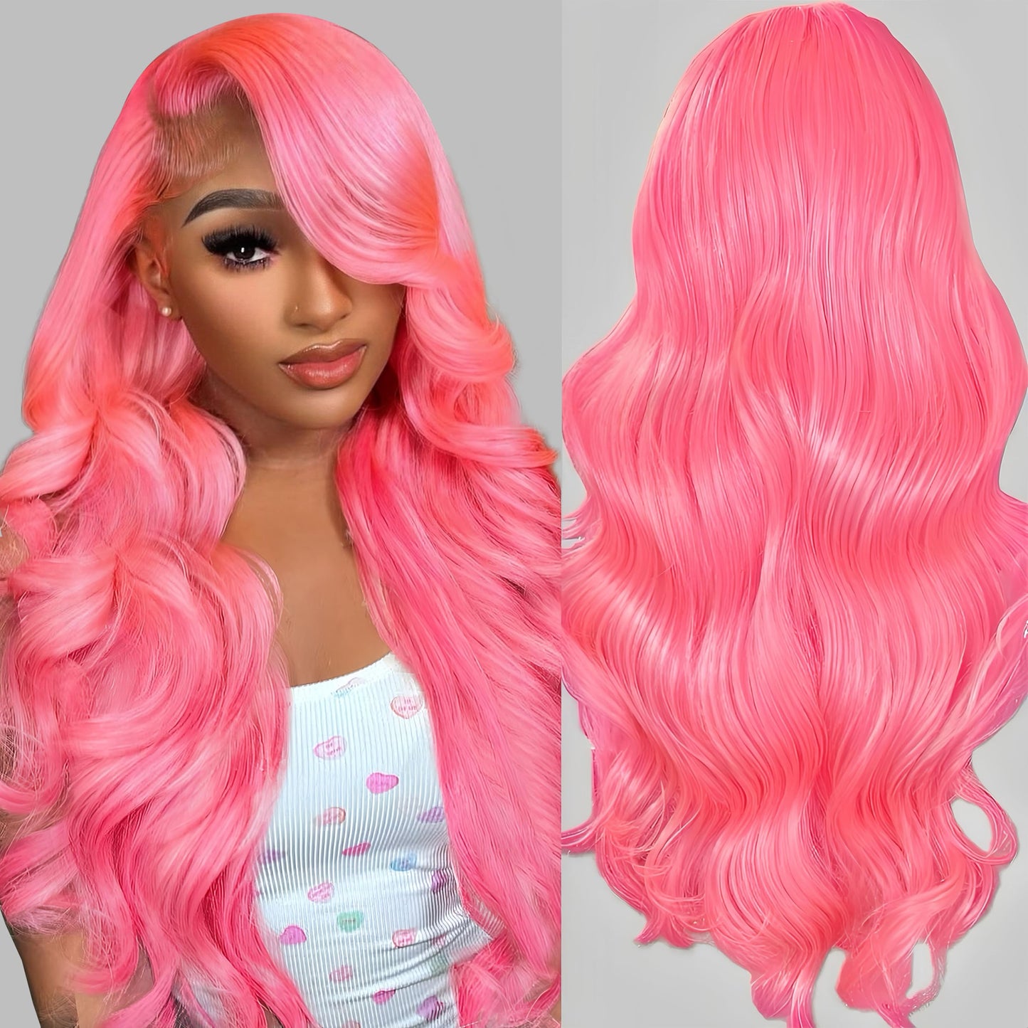 AAY Pink Lace Front Wig Human Hair 200 Density Body Wave 13x4 HD Lace Front Wigs Human Hair Pre Plucked With Baby Hair Pink Human Hair Wig Color Lace Frontal Wigs For Women 22 Inch