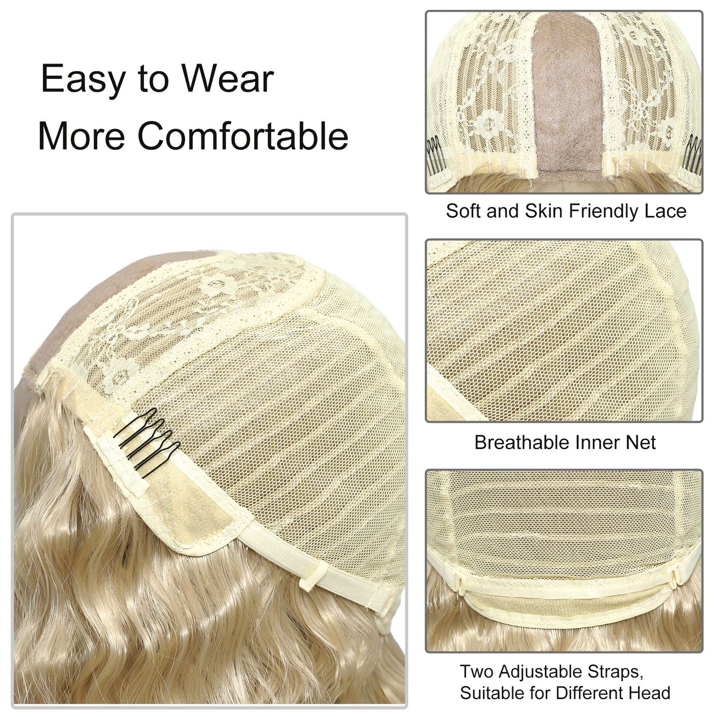 28" Synthetic Curly Wig Honey Blonde Lace Front Wigs for Women Long Deep Wave Lace Wigs Natural Crimps Curls 4" Fake Scalp,15/613#